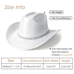 Lisianthus Glitter Cowboy Hat for Women and Men Party Disco Cowgirl Hat A-Sliver