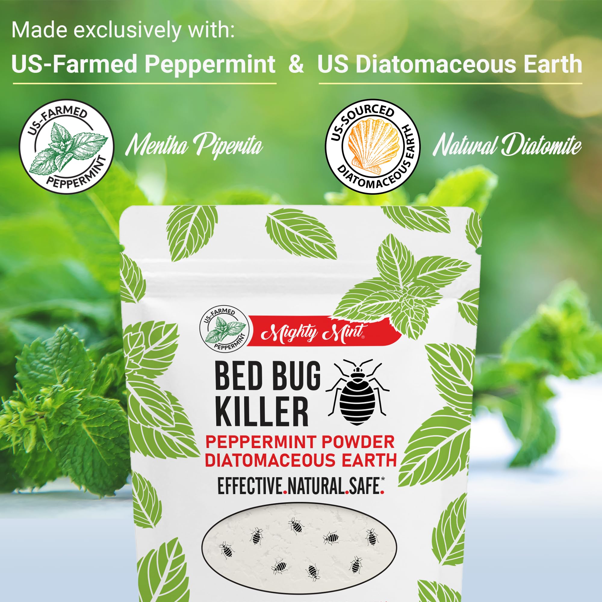 Bed Bug Killer, Diatomaceous Earth Peppermint Powder, 1 lb