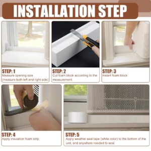 BJADE'S Window Air Conditioner Side Foam Panel for U-Shaped Window Air Conditioner Unit,Insulation Panels Window Seal Kit,Summer and Winter Heat and Draft Insulating