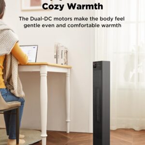 PELONIS 30” Ceramic Tower Space Heater with Adjustable Thermostat for Large Room, 75° Oscillation, Remote Control & 12H Timer, Tip-Over Switch & Overheating Protection, 1500W, PHF15RSAPH30, Black