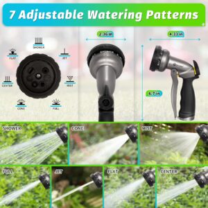 AUTOMAN Garden Hose Nozzle - 7 Patterns Sprayer, 100% Metal High Pressure Spray Nozzle, Labor-Saving Design, Heavy Duty Water Hose Nozzle for Garden Watering, Car Washing, Window Cleaning,Pets Bathing