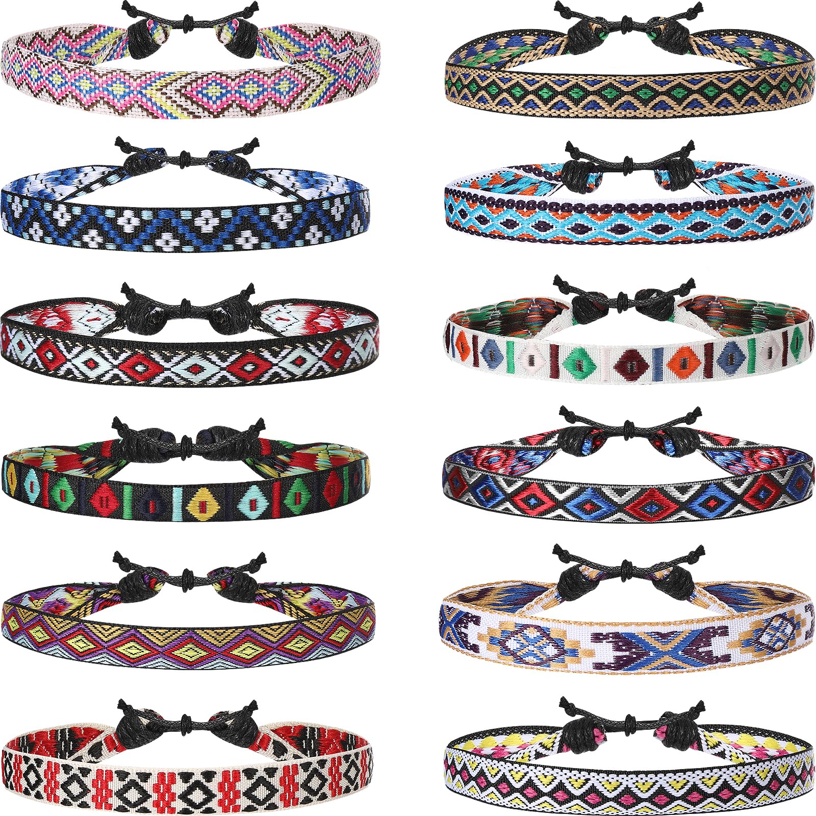 RUMIA 12 PCS Boho Hat Bands for Women Cowboy Stretchable Hat Bands Western Hat Belts for Boho Women Men Cowgirl Hats Accessories Adjustable Fedora Hat Decoration Suitable for 56-65cm