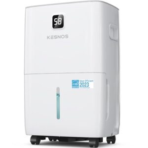 kesnos 120 pints energy star dehumidifier for home & basement with drain hose, front led display and 1.06 gal water tank, ideal for spaces up to 6,500 sq. ft., featuring auto defrost & timer