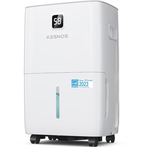 Kesnos 120 Pints Energy Star Dehumidifier for Home & Basement with Drain Hose, Front LED Display and 1.06 Gal Water Tank, Ideal for Spaces up to 6,500 Sq. Ft., Featuring Auto Defrost & Timer