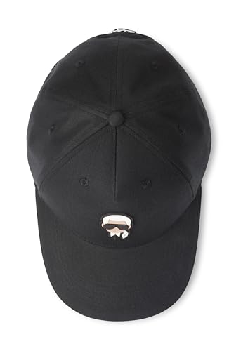 Karl Lagerfeld Paris Women's Tape Brim Karl Character Head Logo Cap, Black_logotape