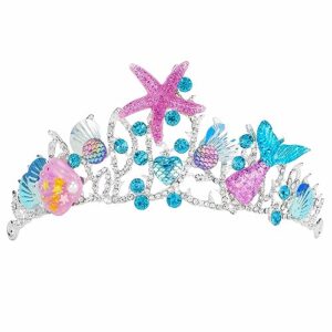 Didder Mermaid Crown Halloween Costume Seashell Starfish Hair Accessories for Women Girls, Birthday Party Decorations Tiara Headband Headpiece