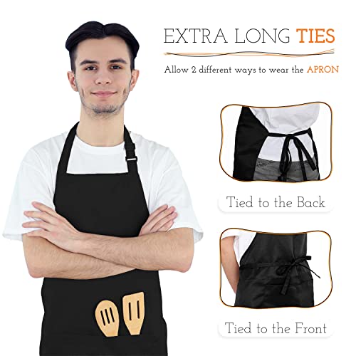 KOMBOH Pack of 2 Apron, 100% Waterproof Professional Apron, Light Weight - Heavy Duty Breathable, Large Straps and Large Pockets, Printable Apron.