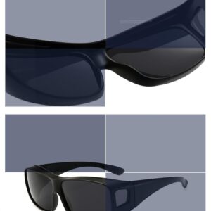 DOKOMUCHOS Super Dark Black Lens Fit Over Wraparound Sunglasses UV Protection Shades Migraine Sensitive Eyes Sunglass (Black, Black)