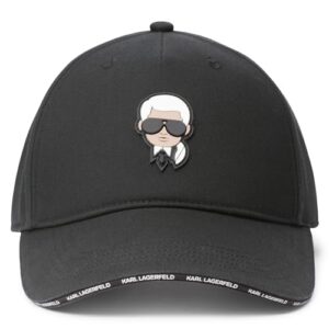 karl lagerfeld paris women's tape brim karl character head logo cap, black_logotape