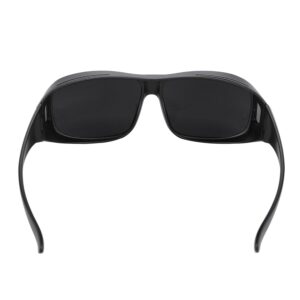 DOKOMUCHOS Super Dark Black Lens Fit Over Wraparound Sunglasses UV Protection Shades Migraine Sensitive Eyes Sunglass (Black, Black)