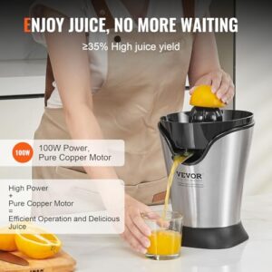 VEVOR Electric Citrus Juicer, One Fits All Stainless Steel Orange Juice Squeezer, Easy Use Orange Juice Extractor Lemon Juicer Squeezer for Oranges, Grapefruits, Lemons etc