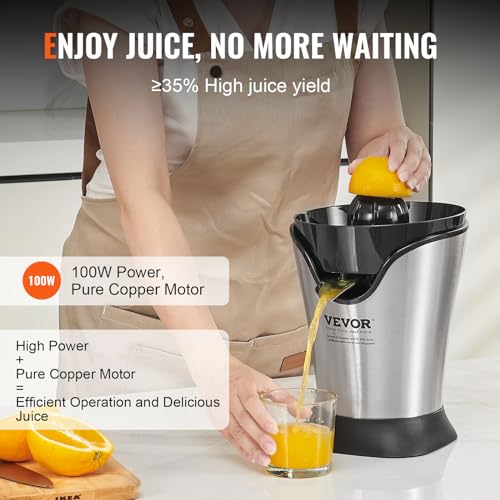 VEVOR Electric Citrus Juicer, One Fits All Stainless Steel Orange Juice Squeezer, Easy Use Orange Juice Extractor Lemon Juicer Squeezer for Oranges, Grapefruits, Lemons etc