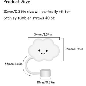 10mm Straw Cover, 6pcs Straw Covers Cap for Stanley Cup 40 oz 30 oz Food Grade Silicone Cute Large Cloud Flower Straw Topper Tips Cover Protector Plugs for Stanley Tumblers for Stanley Cup Accessories