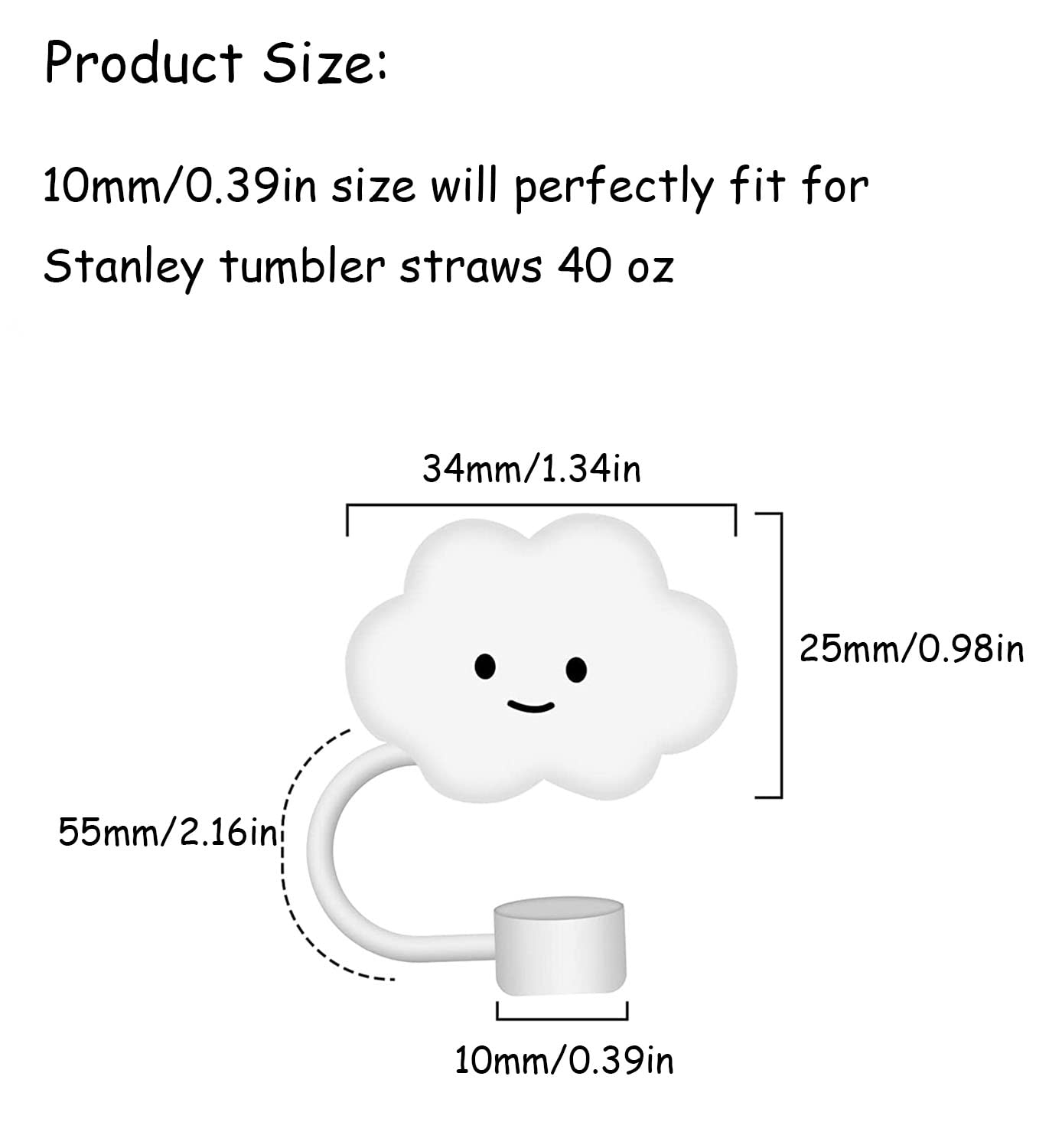 10mm Straw Cover, 6pcs Straw Covers Cap for Stanley Cup 40 oz 30 oz Food Grade Silicone Cute Large Cloud Flower Straw Topper Tips Cover Protector Plugs for Stanley Tumblers for Stanley Cup Accessories