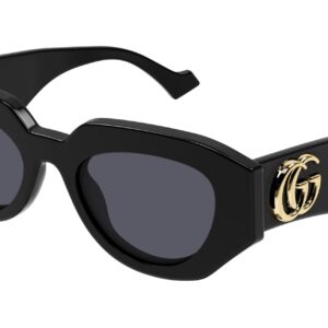 Gucci Women's Bold Cat Eye Sunglasses, Black/Black/Grey, 51/20/145