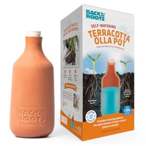 back to the roots self-watering terracotta olla pot, 700ml provides 1 week of precision watering