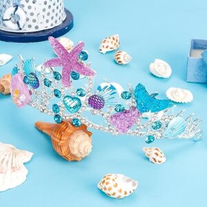 Didder Mermaid Crown Halloween Costume Seashell Starfish Hair Accessories for Women Girls, Birthday Party Decorations Tiara Headband Headpiece