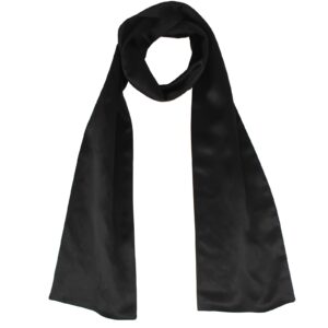 ANDANTINO 100% Silk Scarf for Women 59”*6.3” Long Shawls for Headscarf and Neck- Oblong Hair Wraps with Gift Packed (Solid Color-Black)