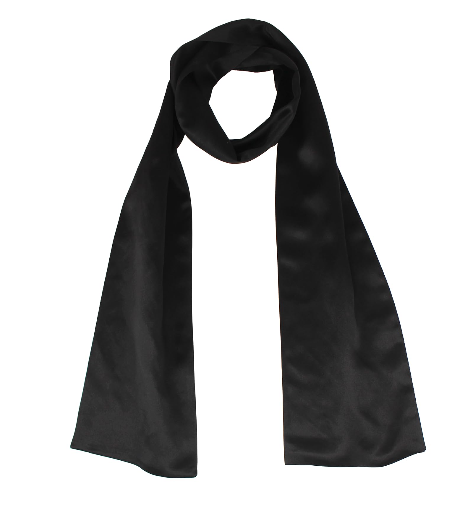 ANDANTINO 100% Silk Scarf for Women 59”*6.3” Long Shawls for Headscarf and Neck- Oblong Hair Wraps with Gift Packed (Solid Color-Black)