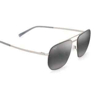 Maui Jim Sharks Cove Square Sunglasses, Titanium/Neutral Grey Polarized, Medium