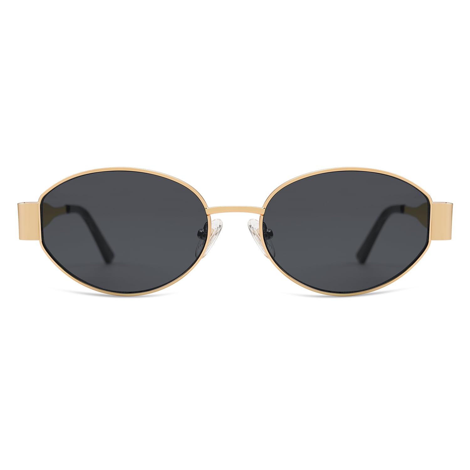 SOJOS Retro Oval Sunglasses for Women Trendy Sun Glasses Classic Shades SJ1217 Gold/Grey Lens