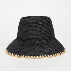 Madewell Women's Whipstitch Straw Hat, True Black, M-L