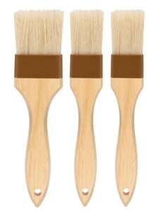 pastry brush,basting brush for cooking,natural bristle bbq brush for oil & sauce,wooden handle food brush for baking,easy clean butter brush,durable kitchen culinary utensil (1", 1 1/2 inch,3 pack)