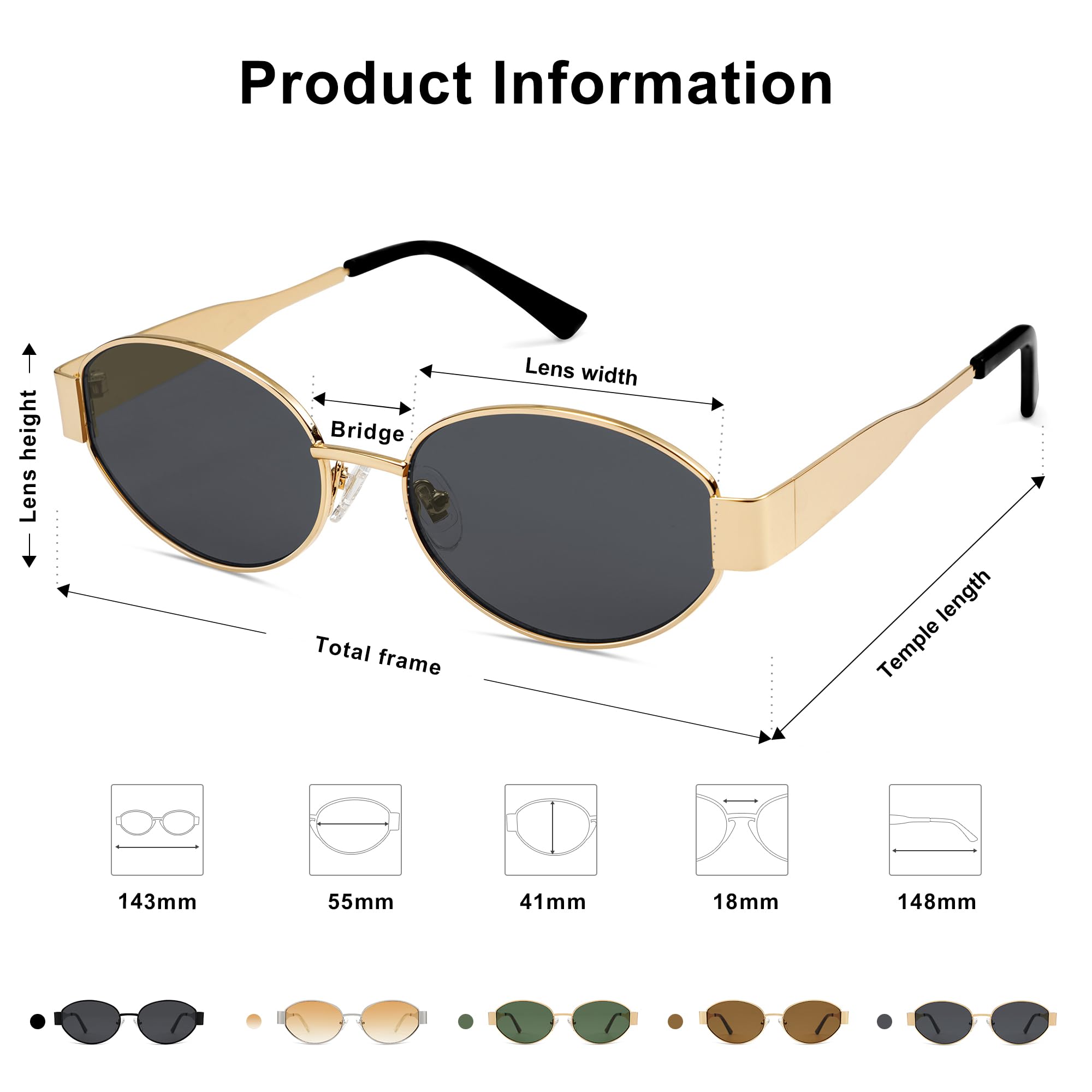 SOJOS Retro Oval Sunglasses for Women Trendy Sun Glasses Classic Shades SJ1217 Gold/Grey Lens