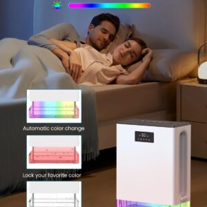 BIZEWO Dehumidifier for Home, Queit Dehumidifiers for Basement, Bathroom, Bedroom with 101 oz Water Tank, Large Room Dehumidifier with 2 Working Mode, Auto Shut Off, 7 Colors LED Light