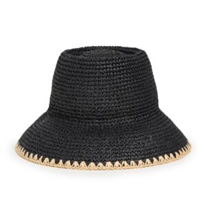 Madewell Women's Whipstitch Straw Hat, True Black, M-L