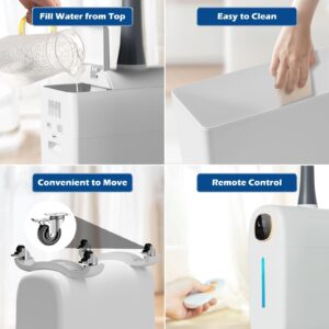 Lacidoll Humidifiers for Large Room Home, 6.6Gal/25L Large Humidifier Whole House Humidifier 3000 sq.ft, Cool Mist Top Fill Floor Commercial and Industrial Humidifiers, 360° Nozzle Sets, 3 Speed