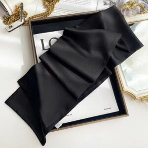 ANDANTINO 100% Silk Scarf for Women 59”*6.3” Long Shawls for Headscarf and Neck- Oblong Hair Wraps with Gift Packed (Solid Color-Black)