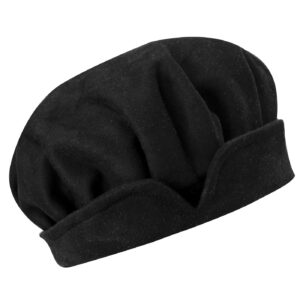 FURPHI Medieval Beret Cap for Men Women Faux Suede Hat Christmas Costume Renaissance Faire Accessories(Dark)