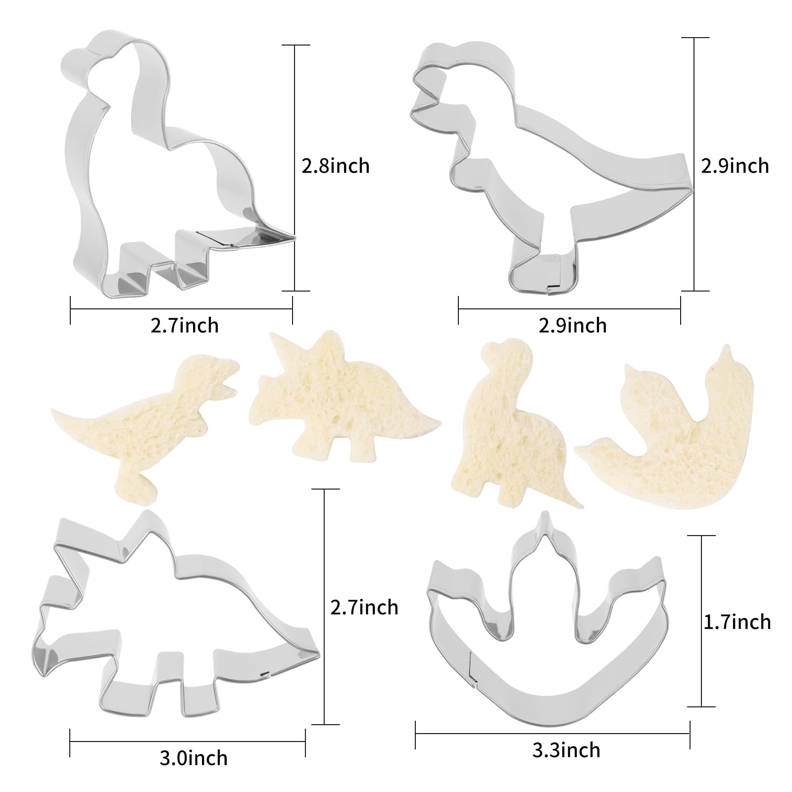 Cookie Cutter ANCKNE Dinosaur Cookie Cutter Set Small Size Stainless Steel Shaped for Kids Dinosaur Theme Birthday Party Supplies