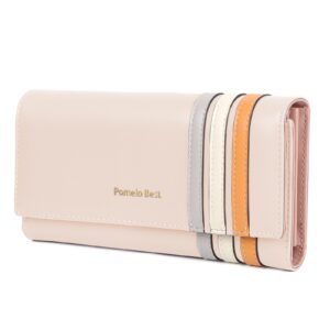 pomelo best wallet women, womens wallet, wallet for womens 2024, rfid blocking leather wallet with multiple card slots for women, beige