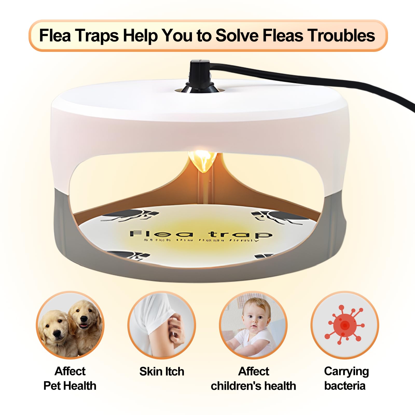 Flea Traps for Inside Your Home 2 Packs, Flea Trap Indoor Pest Control Trapper Insect Killer with Light, Sticky Bed Bug Natural