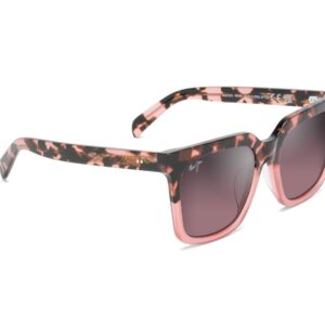 Maui Jim Rooftops Square Sunglasses, Pink Tortoise W/Pink/Maui Rose Polarized, Medium