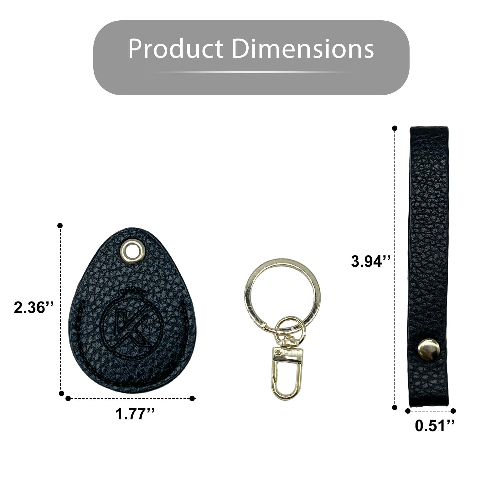 KRSURERICHER Leather Key Fob Holder, Access Card Key Chains RFID Protector, NFC Smart Key tag Case Keychain for Broken Key