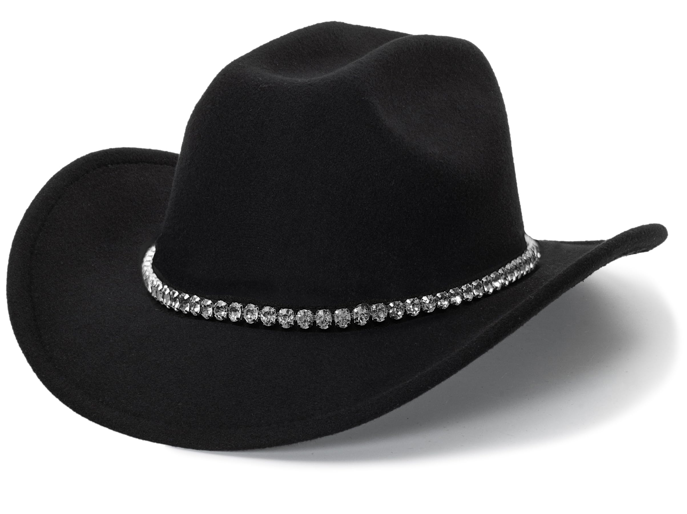 Classic Felt Wide Brim Western Cowboy & Cowgirl Hat with Buckle for Women and Men(Size:M)