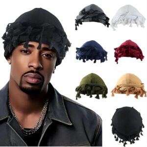 gturytr turban for men vintage twist head wraps durag satin lined halo turban for women modal and satin turban scarf tie (medium, black)