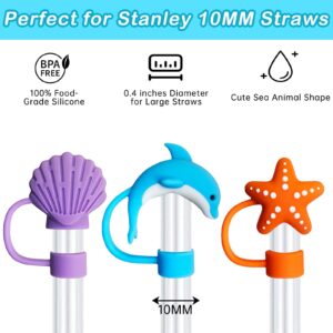 6PCS Straw Cover Cap for Stanley Cup, Silicone Sea Animal Straw Topper for Stanley 30&40 Oz Tumbler with Handle, 10mm 0.4in Dust-Proof Reusable Straw Tips Lids. (Color 4)