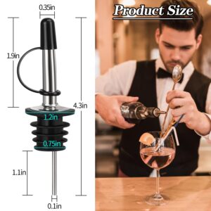 12/24/48/100 Pack Liquor Pour Spout, Stainless Steel Classic Bottle Pourers with Rubber Dust Cap, Speed Wine Bottle Pourer for Liquor Bottle, Oil Bottles(12 Pack)