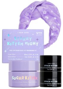 i dew care starry kitten night - peel off masks and headband set | hydrating, illuminating, exfoliating, star-patterned headband, gifts set for women and girls