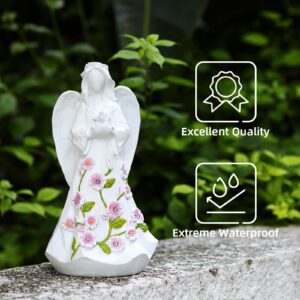 Garden Angel Gift for Women, Garden Angels Outdoor Statue, Guardian Angel Figurines Light, White Solar Angel Statues Decor for Cemetery, for Grandma Mom