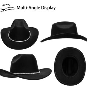 Classic Felt Wide Brim Western Cowboy & Cowgirl Hat with Buckle for Women and Men(Size:M)