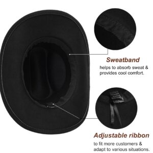 Classic Felt Wide Brim Western Cowboy & Cowgirl Hat with Buckle for Women and Men(Size:M)