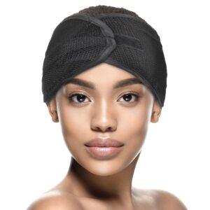 donna satin wrap & mesh wrap 2pcs black mesh wrap black satin wrap mesh wrap for hair satin wrap cap