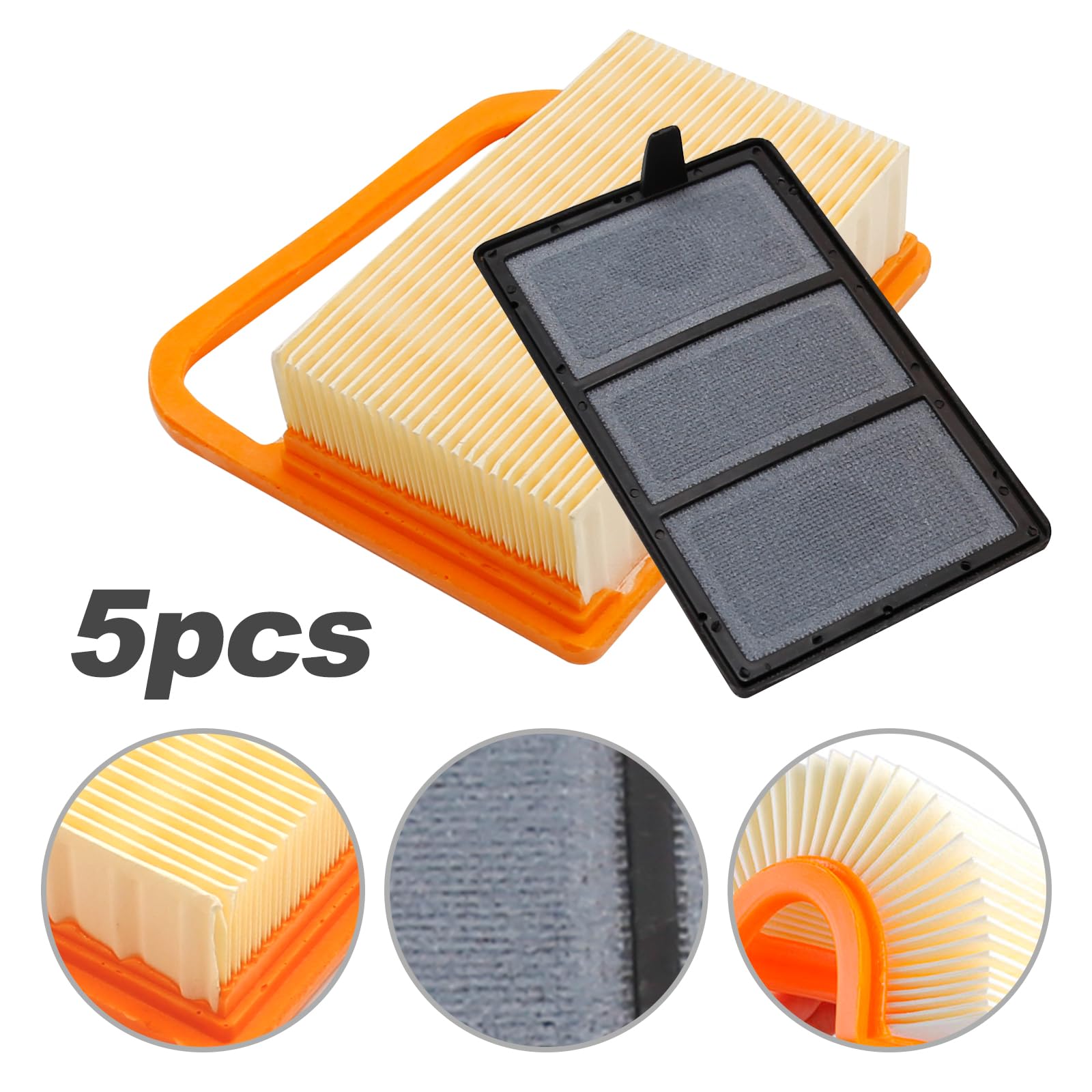 laffoonparts 5 Pack TS420 Air Filter for Stihl Concrete Cutoff Saw TS410 TS420 TS410Z TS420Z TS480 TS500i Cutquik Saws, Air Filter Pre Cleaner Kit Replace#4238 141 0300