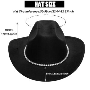 Classic Felt Wide Brim Western Cowboy & Cowgirl Hat with Buckle for Women and Men(Size:M)