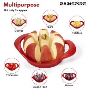 Rainspire Apple Cutter 8 Slices, 8 Blade Apple Slicer and Corer, Apple Corer Tool with Stainless Steel Blades, Super Sharp Fruit Cutter Fruit Slicer, Red